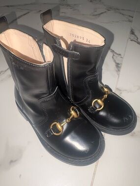 Gucci Kids Horsebit Ankle Boots